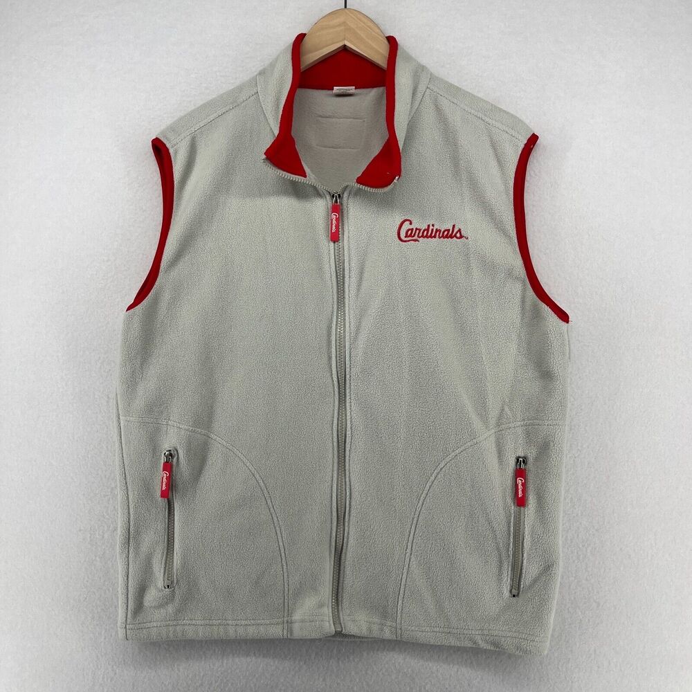 CARDINALS Vest Adult XL STL ST. LOUIS MLB Baseball Fleece Full Zip Gray